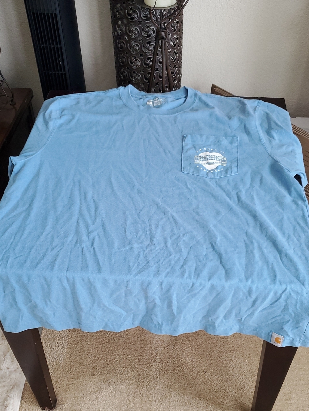 Carhartt Light Blue Short Sleeve Pocket Tee with Logo